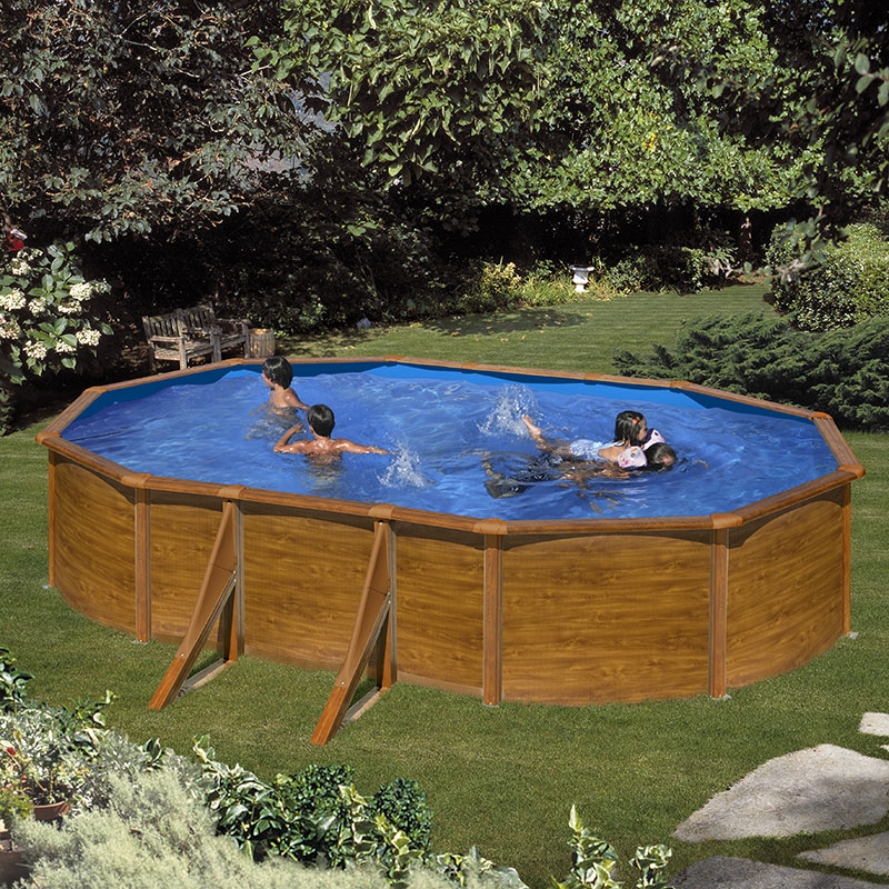 Piscine en kit hors sol acier immitation bois ovale 6,10m x 3,75m piscine  en ligne - Arobase Piscines