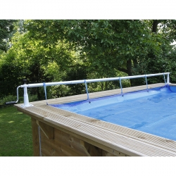 Bâche à bulles luxe SolGuard pour piscine bois octogonale Sunbay
