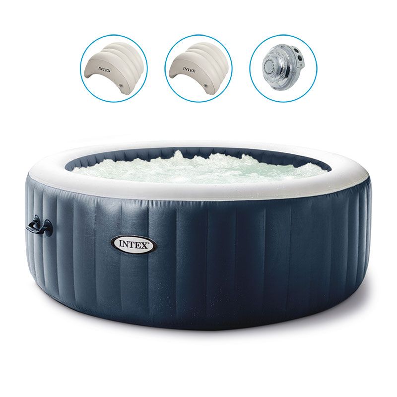 Spa Intex 4 places gonflable Pure Spa Blue Navy Luxe LED