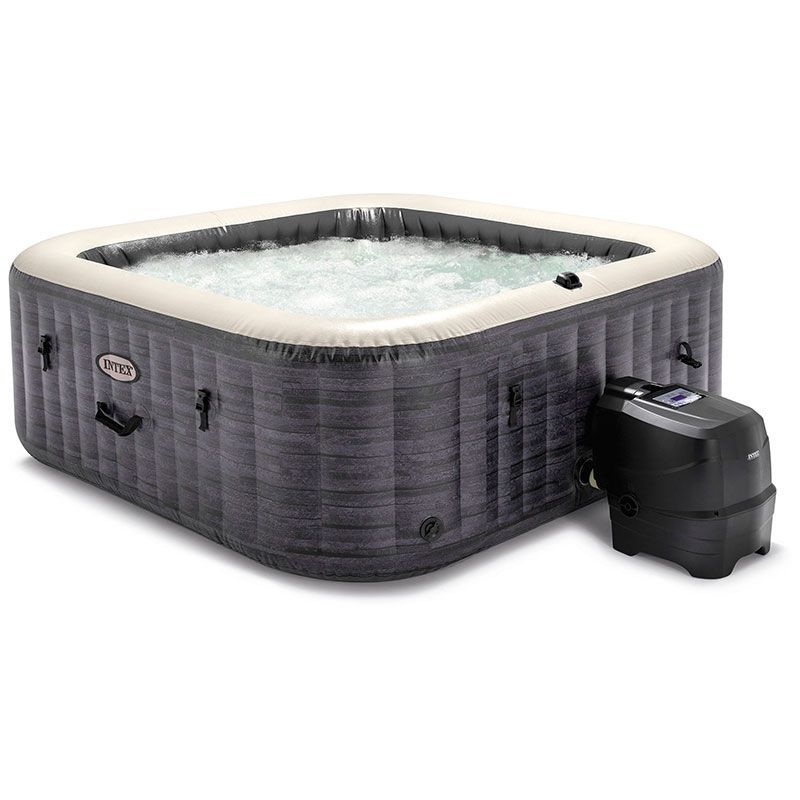 Spa gonflable carré 4 personnes piscine 600L jacuzzi massage extérieur  150x150cm