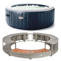 Kit Spa gonflable Intex Blue Navy et mobilier rond gris