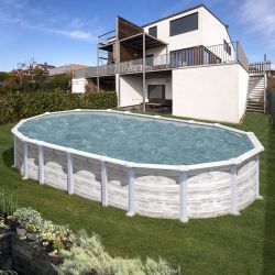 Piscine acier Gre aspect bois nordique Islande ovale