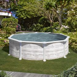 Piscine acier Gre aspect bois nordique Groenland ronde