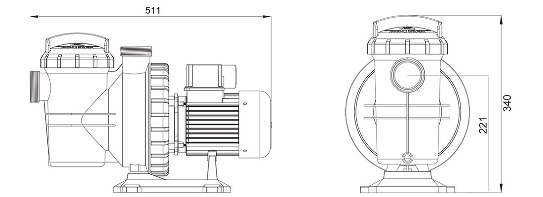 Pompe piscine Poolex Tonicline dimensions