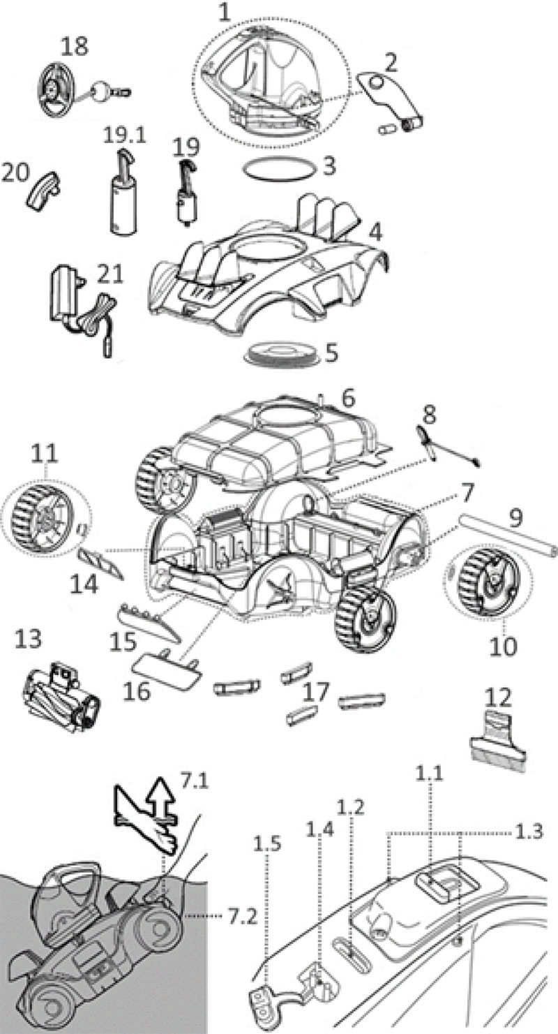 Vue éclatée pièces détachées Vektro Auto Kokido RC32