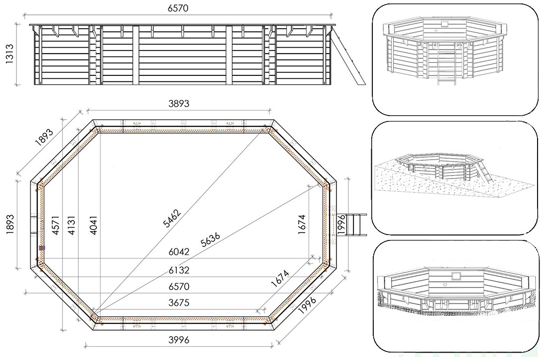 Dimensions piscine Altanka 6,57 x 4,57 h1,31m